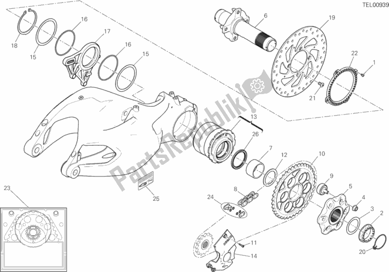 Tutte le parti per il Mozzo, Ruota Posteriore del Ducati Multistrada 1200 Touring USA 2017